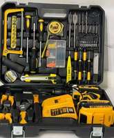 Kit d'outils électriques sans fil OEM gratuit, 118 pièces, ensemble d'outils électriques au lithium brossé, tournevis à batterie avec impact