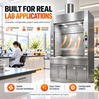 Hotte à fumées chimiques de laboratoire sur mesure avec construction en acier inoxydable 304/316 et raccordement d'évacuation par conduits