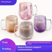 Gobelet à café double paroi en verre borosilicate de haute qualité, design moderne, couleur unie, réutilisable, alimentaire, pour les voyages