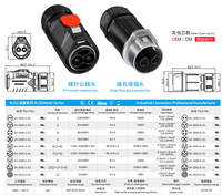 Connecteur circulaire en ligne 600V 120A à 2-22 broches avec verrouillage par poussée pour câble d'alimentation robuste, connecteur de prise pour batterie de stockage d'énergie