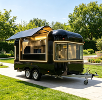 Remorque alimentaire à double essieu NHTSA CE ADR ISO avec bande néon LED et grande fenêtre de service, chariot mobile premium homologué pour la route pour le café