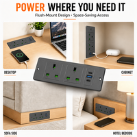 Stop Kontak Ekstensi UK Fast Charge dengan Kotak Koneksi USB Tersembunyi, Terpasang Rata di Meja Kantor/Kabinet