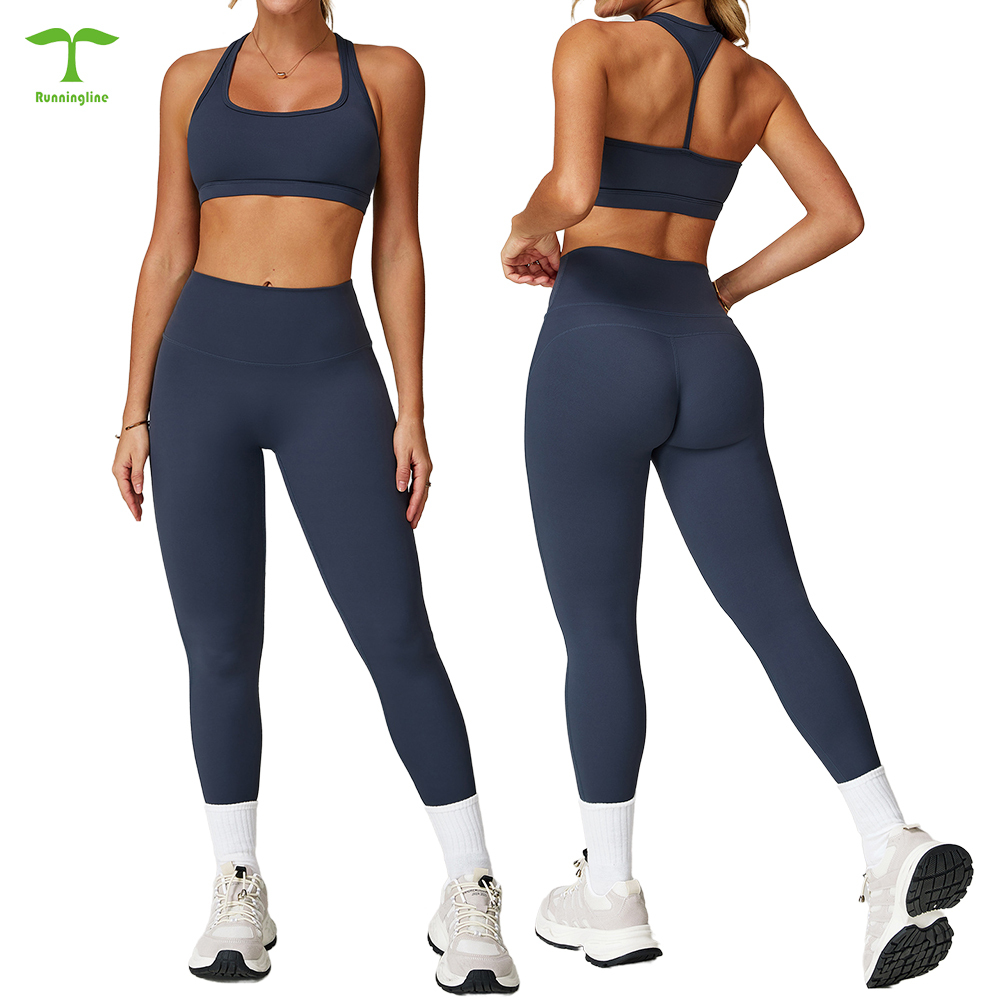 Custom High Quality 2 Pcs Lightweight Outdoor Women Yoga Leggings Set Strap Sports Bra Yoga Wear Set for Lady