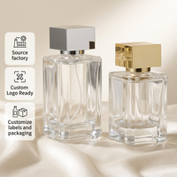 Emballage personnalisé de flacons de parfum en verre vides, impression de logo, 30 ml, 50 ml, 100 ml, flacon de parfum de luxe en verre vide avec emballage en boîte