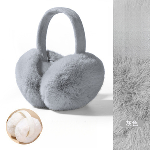 Gu Teng <span class=keywords><strong>Cache</strong></span>-oreilles d'hiver pour <span class=keywords><strong>femme</strong></span> en fausse fourrure de lapin, chauds, épais, surdimensionnés, moelleux, coupe-vent, résistants au froid et pliables - Product Image 3