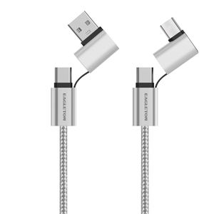 Câble 4 en 1 100W Super Rapide de Charge Type-C/USB-A vers Type-C/8 broches USB Câble de Données Tressé pour iPhone Samsung Xiaomi - Product Image 3