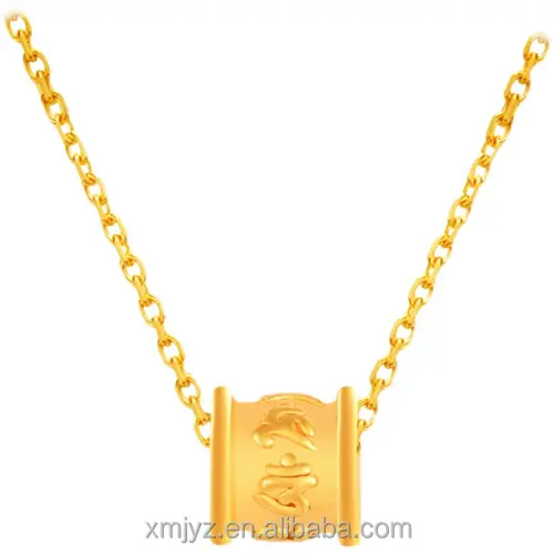 Certified Pure Gold 999 Transfer Beads Gold Mantra Clavicle Necklace 3D Hard Gold Small Pendant Valentine's Day Gift