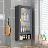Armoire murale de rangement avec compartiment anti-poussière pour condiments, porte suspendue sans perforation, étagère murale