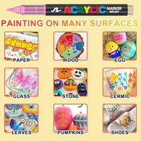 Marqueurs de peinture acrylique KHY 48 couleurs, contrôle automatique de l'encre avec pointe de pinceau souple, stylos de peinture acrylique pour la peinture sur roche, toile, bois