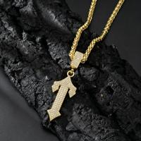 Collier tendance en acier inoxydable plaqué or 18 carats avec pendentif épée, flèche et croix, breloque poignard sertie de zircons et chaîne torsadée pour soirée
