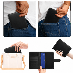 Portefeuille de voyage en cuir personnalisé avec porte-passeport, organiseur pour cartes d'embarquement, argent liquide et stylo - Product Image 6
