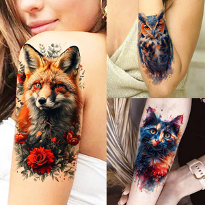 Autocollants de <span class=keywords><strong>tatouage</strong></span> temporaire Tough Beast, grands motifs d'animaux en aquarelle pour le bras, <span class=keywords><strong>faux</strong></span> tatouages animaux pour hommes et femmes - Product Image 2