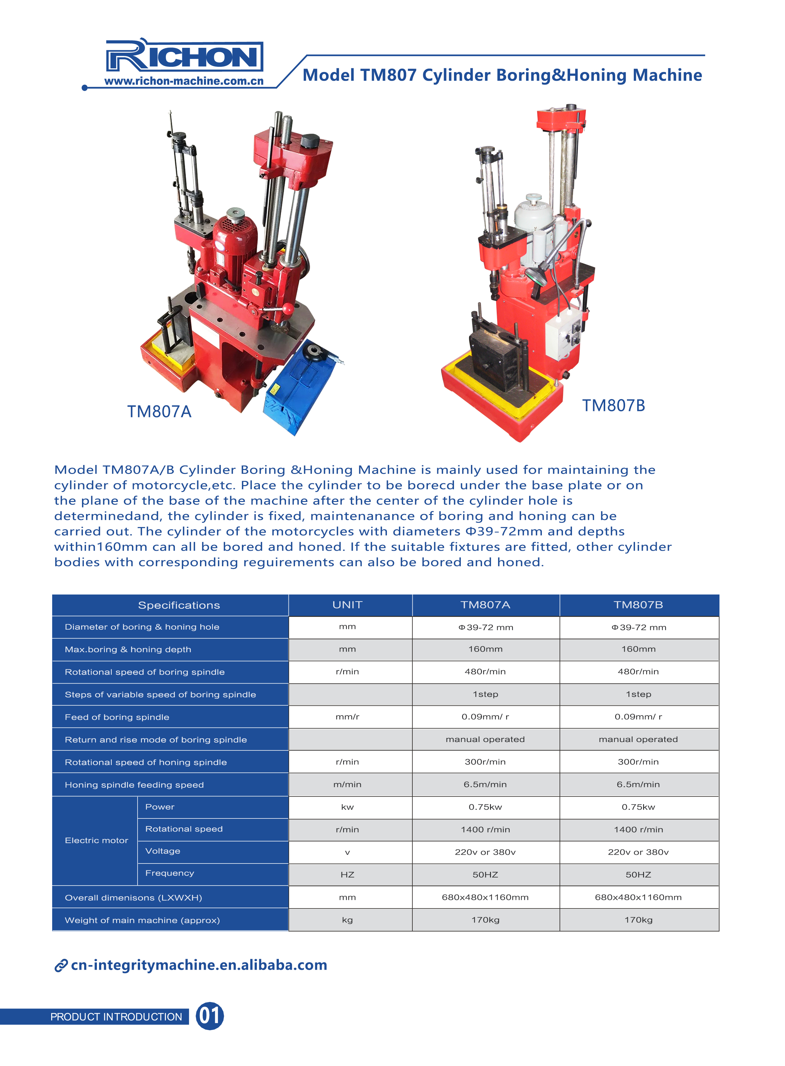 Motorcycle Boring Honing Machine TM807A Portable Cylinder Boring Honing
