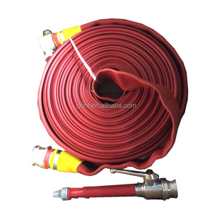 Fire Hose With Rubber 16bar 20bar Nitrile Rubber NBR Durable Layflat Fire Hose With Aluminium BS Couplings