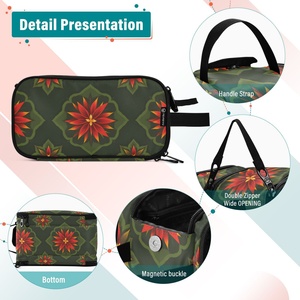 New Arrival Custom Dark Green Floral Durable Fashion Quilted Portable Large Capacity Zipper <b>Makeup</b> <b>Case</b> & Cosmetic Bag for Women - Product Image 2