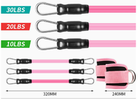 Set de Bandas de Resistencia para Tobillos para Mujer, Niveles de Resistencia de 10-30LB, Material de Elastómero Termoplástico, Entrenamiento Elástico para Piernas