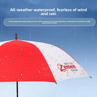 Supplier Payung Promosi Kustom Inovatif Grosir 30 Inch Besar Tahan Angin Cetak Sablon Panel Merah Putih