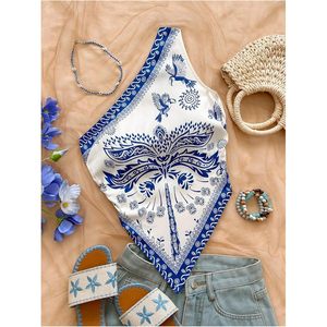 Women's Boho Asymmetrical <b>One</b> Shoulder Sleeveless Blouse Chiffon Vacation Wear Breathable Holiday <b>Top</b> - Product Image 3