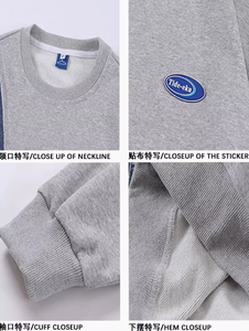 Streetlux High Street Cowboy Splicing Hoodie Hombres Primavera y otoño Nueva tendencia de Hip Hop Diseño suelto Sense All Round Neck Shirt - Product Image 4