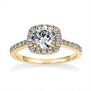 Bague de fiançailles carrée en tungstène plaqué or 14 carats PAVOI avec halo et zircone cubique de qualité supérieure |   Bague de mariage pour femme taille 5 - Product Image 4