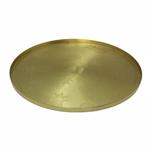 Plato de hierro de forma redonda para servir, plato de cargador de PC hecho a mano Chapado en latón de Color dorado y bandeja para servir comida de restaurante - Product Image 1