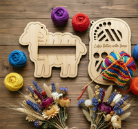 Règle de mesure en bois pour aiguilles à tricoter, jauge de tricot, forme mignonne de mouton, outil de mesure pour crochets, accessoires de tricot