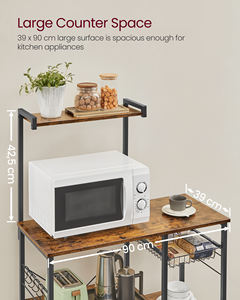 Support <span class=keywords><strong>de</strong></span> boulanger <span class=keywords><strong>VASAGLE</strong></span> avec <span class=keywords><strong>étagère</strong></span>s, support pour micro-ondes avec panier en fil métallique - Product Image 3