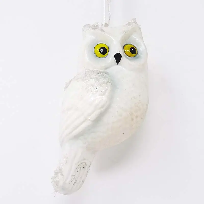 Factory wholesale christmas bauble owl cute glass white owl ornament