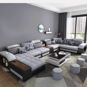 โซฟาผ้ารูปตัวยู <span class=keywords><strong>7</strong></span> ที่นั่ง ระดับไฮเอนด์ สำหรับขายส่ง พร้อมช่องเสียบ <span class=keywords><strong>USB</strong></span> สำหรับชาร์จ และลำโพงบลูทูธ เฟอร์นิเจอร์ห้องนั่งเล่นสุดหรู - Product Image 6