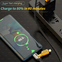 Bonne qualité 4 en 1 câble de charge super rapide en métal convertible câble tressé de données rapides PD 65W C à C câble de charge multiple