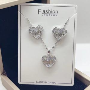 Amour coeur Zircon collier boucles d'oreilles ensemble amant coeur colliers boucles d'oreilles ensemble de bijoux pour femmes - Product Image 4