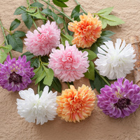 Bunga Dahlia Sutra Buatan Grosir Tangkai Tunggal untuk Vas Centerpiece, Tangkai Bunga Dahlia Realistis untuk Latar Belakang Pernikahan