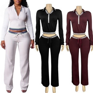 महिलाओं की 2025 फसल शर्ट शीर्ष स्वीटपैंट 2 टुकड़ा सेट कैजुअल जॉगर्स के लिए दो ट्रैकसूट - Product Image 1