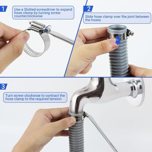 Stainless Steel Hose Clamp Set 6-38 Mm Adjustable <b>Worm</b> <b>Gear</b> For Repair And Replacement - Product Image 3