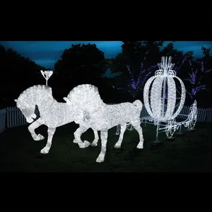 3D christmas decoration pumpkin horse carriage with LED light