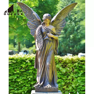 Decorazione del giardino su misura di QUYANG grande scultura in metallo all'aperto cimitero alato bronzo statua d'<span class=keywords><strong>angelo</strong></span> - Product Image 6