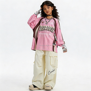 Ensemble de vêtements pour filles SERIOUS, tenue personnalisable en deux pièces, haut imprimé BE YOUR BEST SELLER, <span class=keywords><strong>pantalon</strong></span> <span class=keywords><strong>cargo</strong></span> - Product Image 2