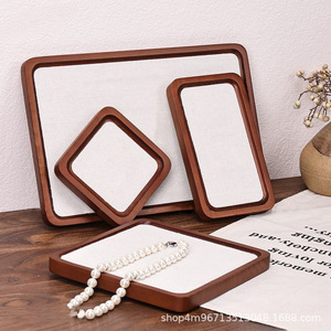 Jewelry Tray Walnut Wood 10x10cm 14x14cm 18x18cm 18x10cm 33x22cm Desktop Organizer For <b>Necklace</b> <b>Ring</b> Display Storage - Product Image 1