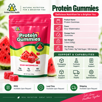 Gummies protéinés OEM, protéines de lactosérum, acides aminés essentiels, gummies EAA, créatine monohydrate, sans sucre, collation protéinée de lactosérum