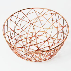 Prix de gros de la meilleure qualité Panier en fil métallique de forme ronde en métal de taille personnalisée plaqué cuivre pour le stockage des fruits et légumes - Product Image 1