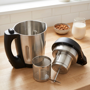 Machine à lait d'amande en acier inoxydable avec support allemand, moteur en cuivre pur et conception multifonctionnelle pour régime sans lactose - Product Image 2