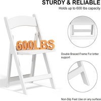 Mobilier d'extérieur pour événements et fêtes de mariage, banquet, facile à nettoyer et à plier, coussin de siège amovible en PU, chaises pliantes blanches en résine plastique