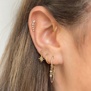 Aretes Minimalistas con Piedras Preciosas Brillantes en Forma de Estrella para Mujer, Envío Rápido, en Existencia, Juego de Aretes con Borla, Regalo para Amigas - Product Image 1