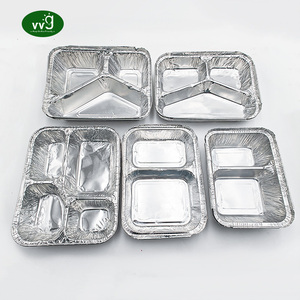 Pactogo Large 3-Compartment Aluminum Foil Take-Out Pans With Lids - Pack Of 50 Sets, 9.94"L X 9.25"W - View #12