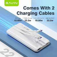 BAVIN Nouveau chargeur portable fin et portable 22,5 W 10000 mAh LED PC Personnalisation facile 1029S Charge rapide Banque d'alimentation