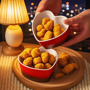 Bol à salade de haute qualité, bol à yaourt créatif en forme de cœur, ustensile de cuisson résistant aux hautes températures pour la maison, vaisselle en céramique - Product Image 2