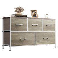 Armoire de chambre à coucher moderne multifonctionnelle à 5 tiroirs avec matériau en tissu, design portable, meubles de maison