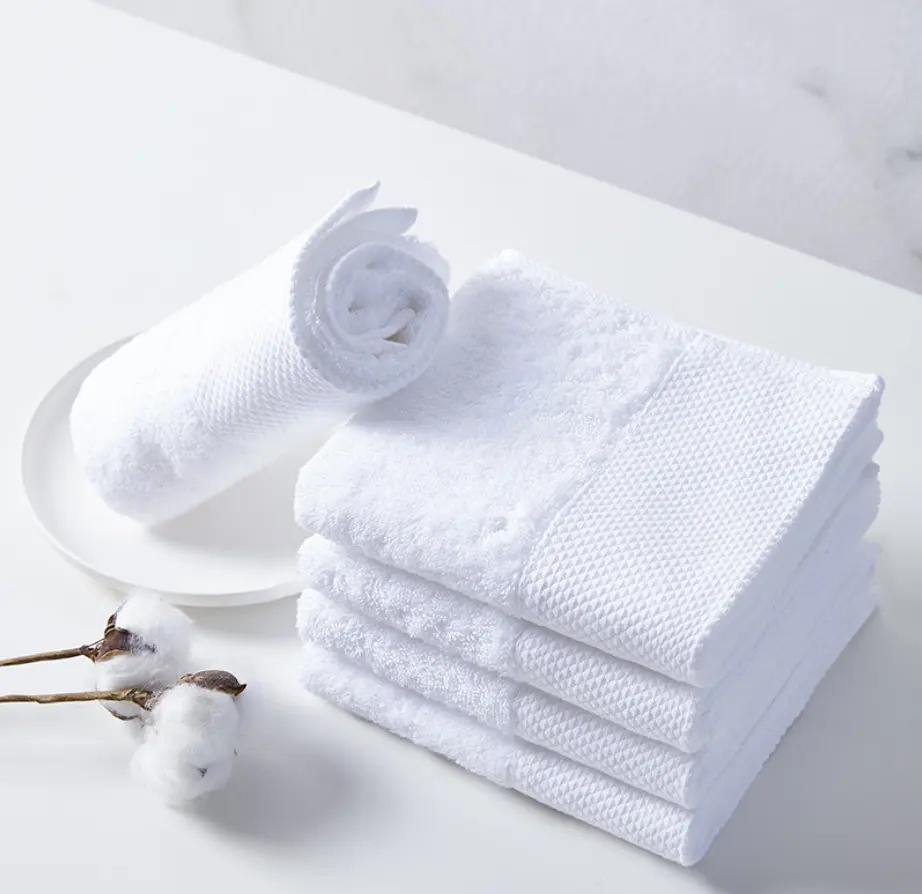 Hotel Bath Towels 100% Cotton 5 Star Hotel Towels White Custom Logo Bathroom Linen 100% Cotton Face Hand Bath Hotel Towel Set