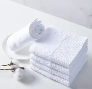 Hotel Bath Towels 100% Cotton 5 Star Hotel Towels White Custom Logo Bathroom Linen 100% Cotton Face Hand Bath Hotel Towel Set