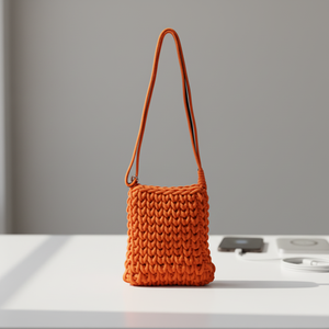 Pochette bandoulière pour téléphone en corde paracorde réfléchissante ORANGE avec sangle réglable, compatible <span class=keywords><strong>multi</strong></span>-marques, style Ins - Product Image 6